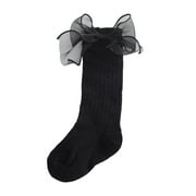 ZMHEGW Baby Socks Fashion Soft Calf Socks Knee High Lace Large Bow Knot Stockings 1-Pack 0-3Y